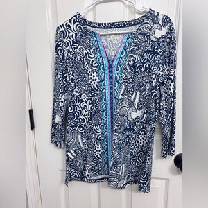 Lilly PulitzerNavy and White Patterned Women's Top